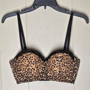 Leopard Print Secret Lace Women's Bustier Bra Size 36B